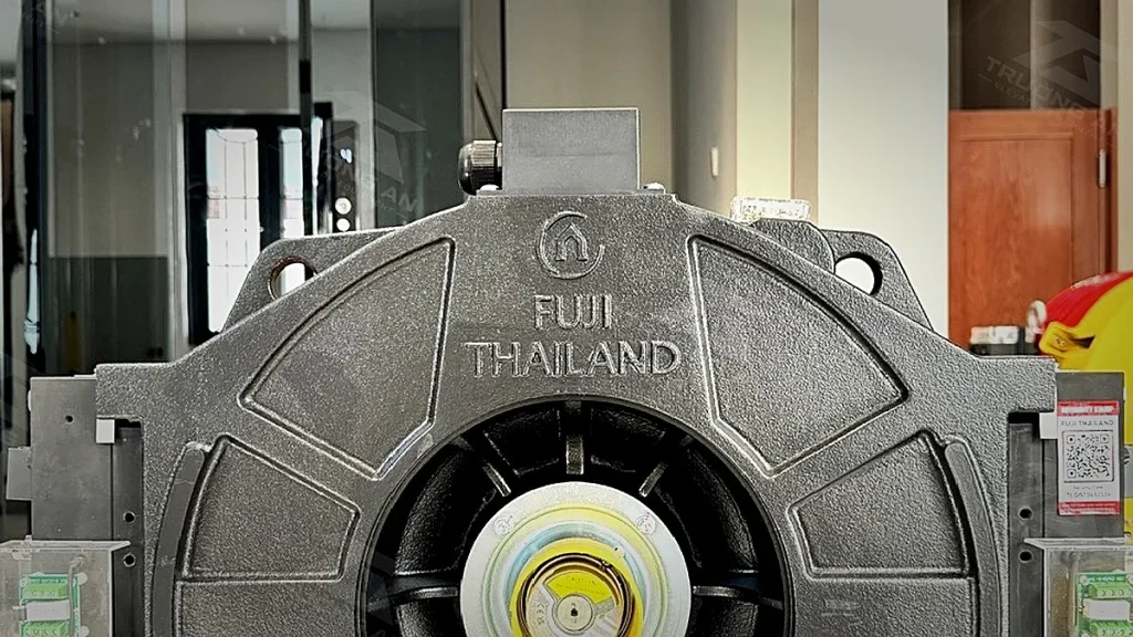 Máy kéo thang máy Fuji Thailand, cụm phanh và encoder tại showroom Trường An